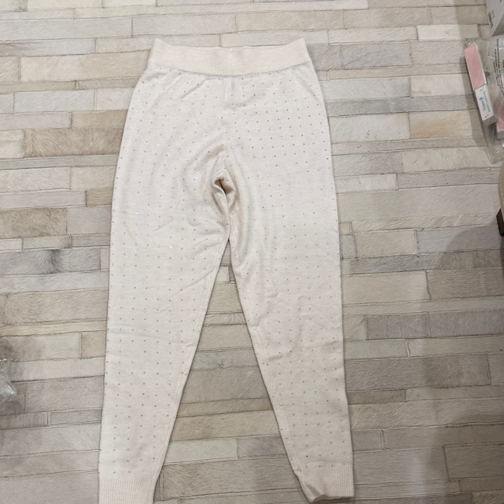 Victoria Secret Cream Knit studded Lounge Pants